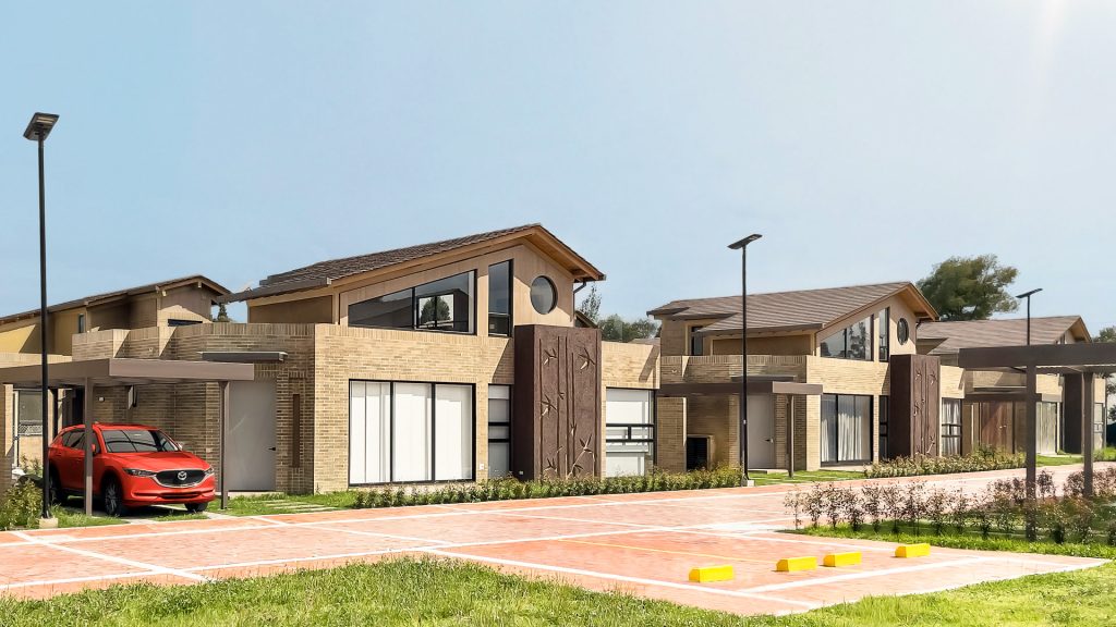 Fachada de casas reales en el proyecto.
