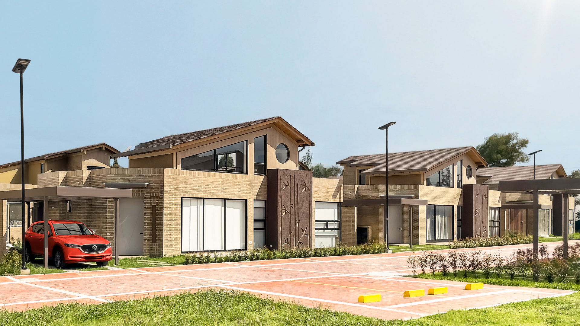 Fachada de casas reales en el proyecto.